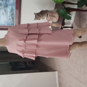 Girly feminine flowy tiered ruffle upper & dramatic sleeve chiffon shift mini